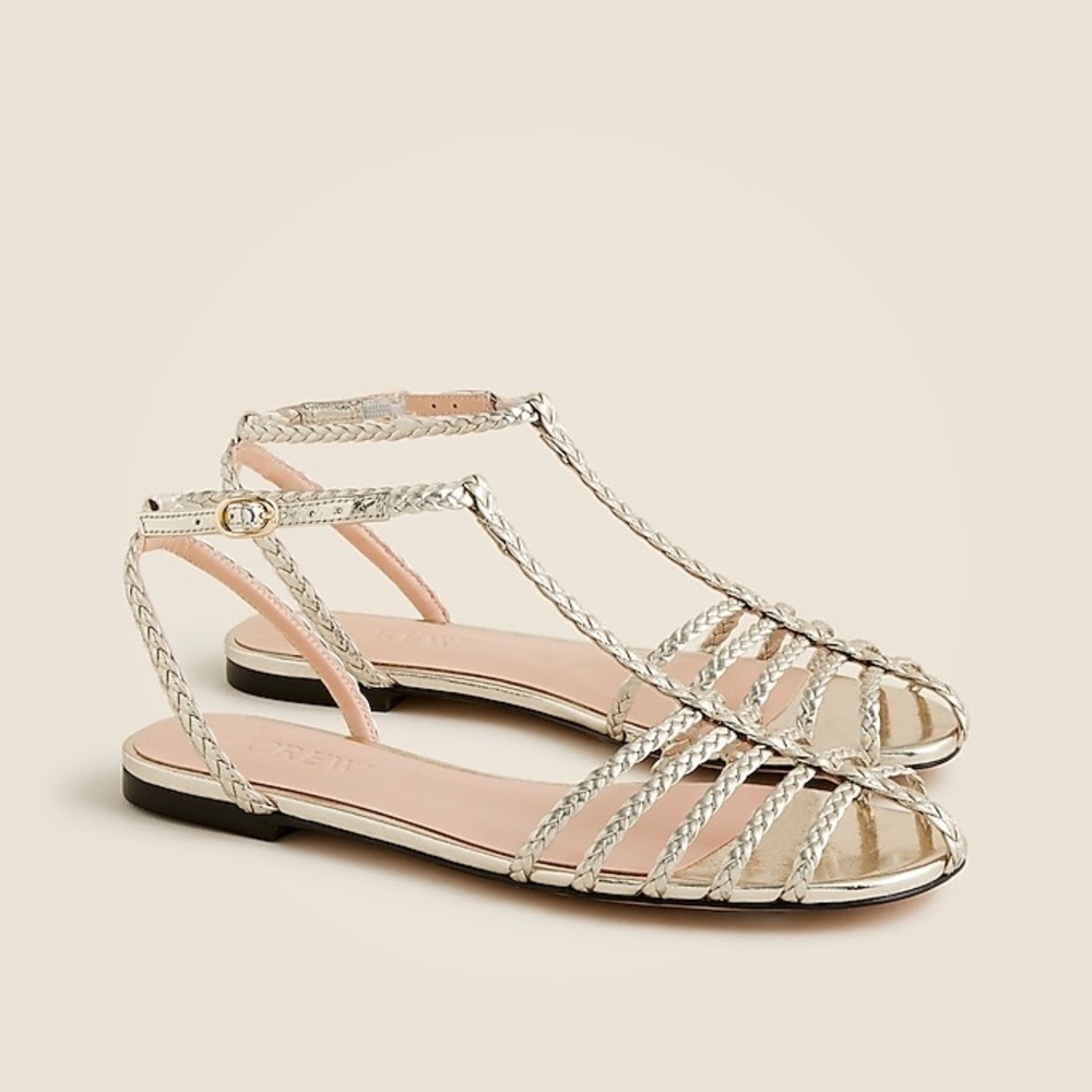 J Crew Braided cage-toe sandals in metallic leather CK004